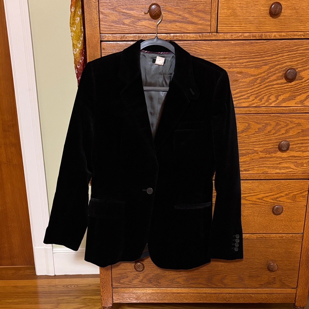 J. Crew Elegant Black Velvet Blazer